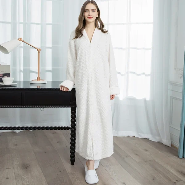 Terry Treat Jacquard Flannel Bath Robes White