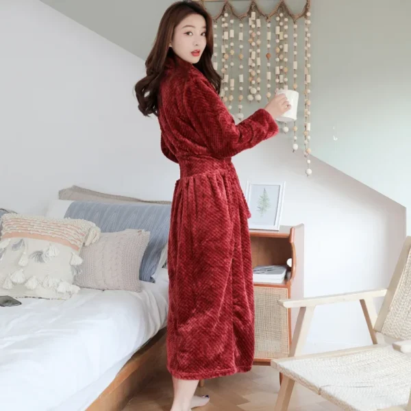 Fleece Haven Kimono Thick Bath Robes Burgundy