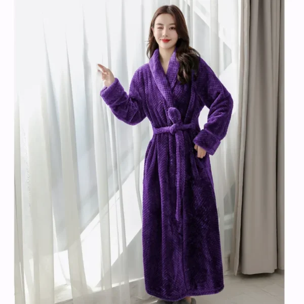 Fleece Haven Kimono Thick Bath Robes Purple